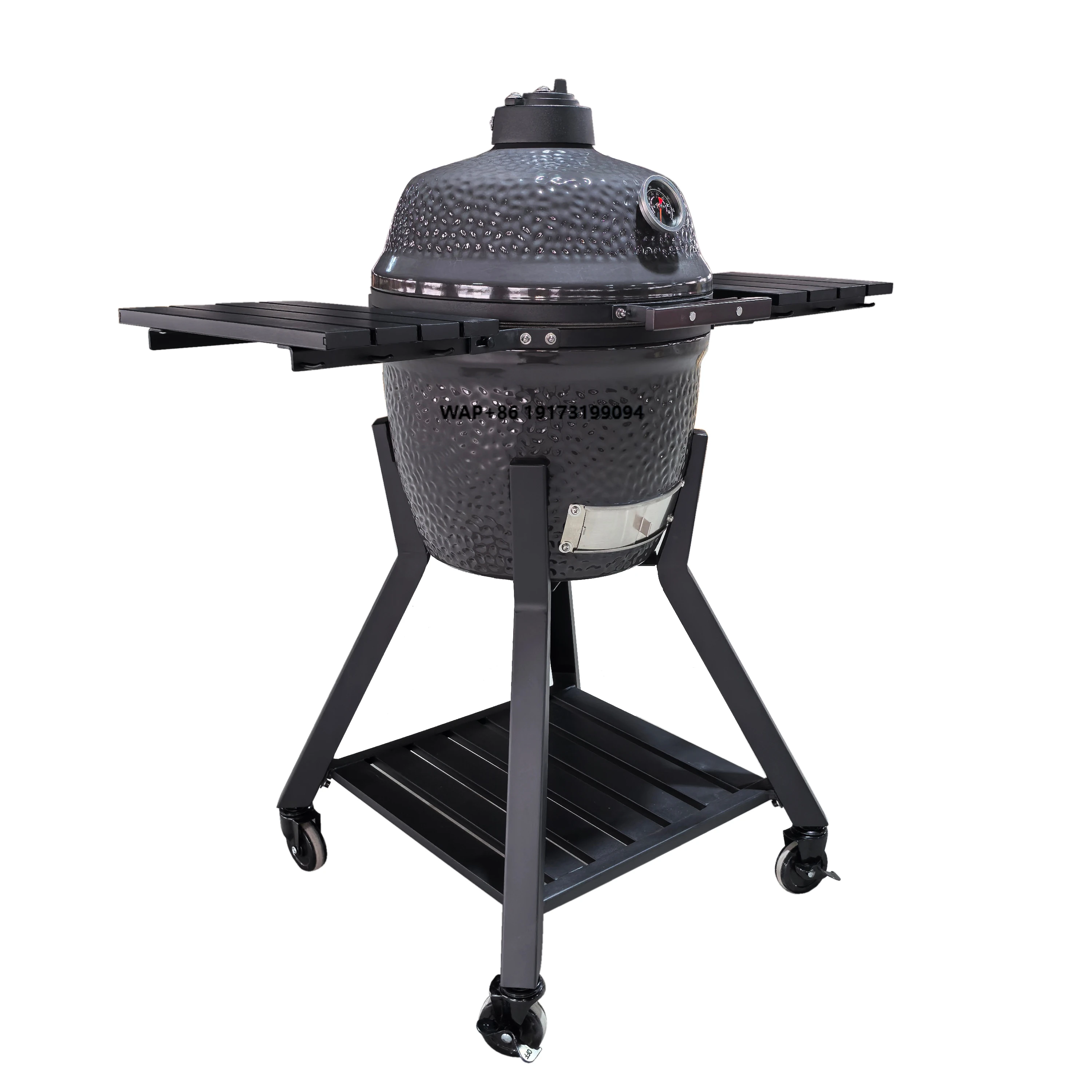 

Manufacturer's Modern Style 16\" Pro Inch Glossy Dark Gray Ceramic Egg Shaped BBQ Grill Kitchen Charcoal Barbecue Grill