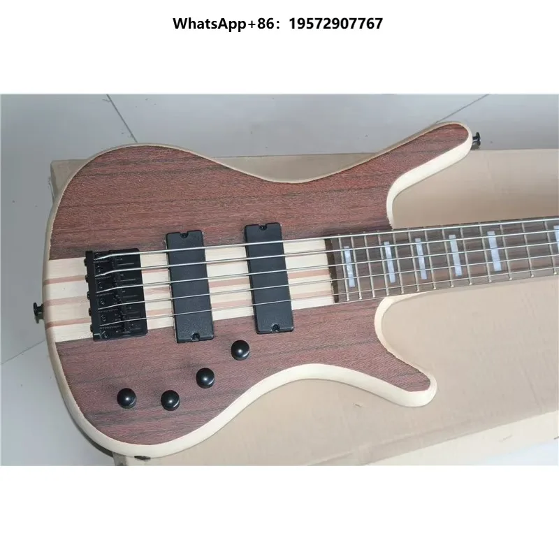 Neck Through Bass 5 Strings Electric Bass Guitar Profectional Bass Guitar Natural Wood Color