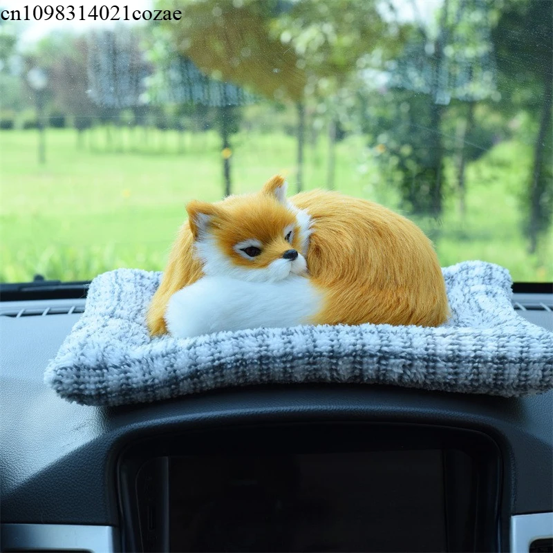 

Car Dashboard Decor Soft Simulation Animals Ornaments Kawaii Plush Fox Craft Small Sleeping Fox Home Decoration Children Gifts