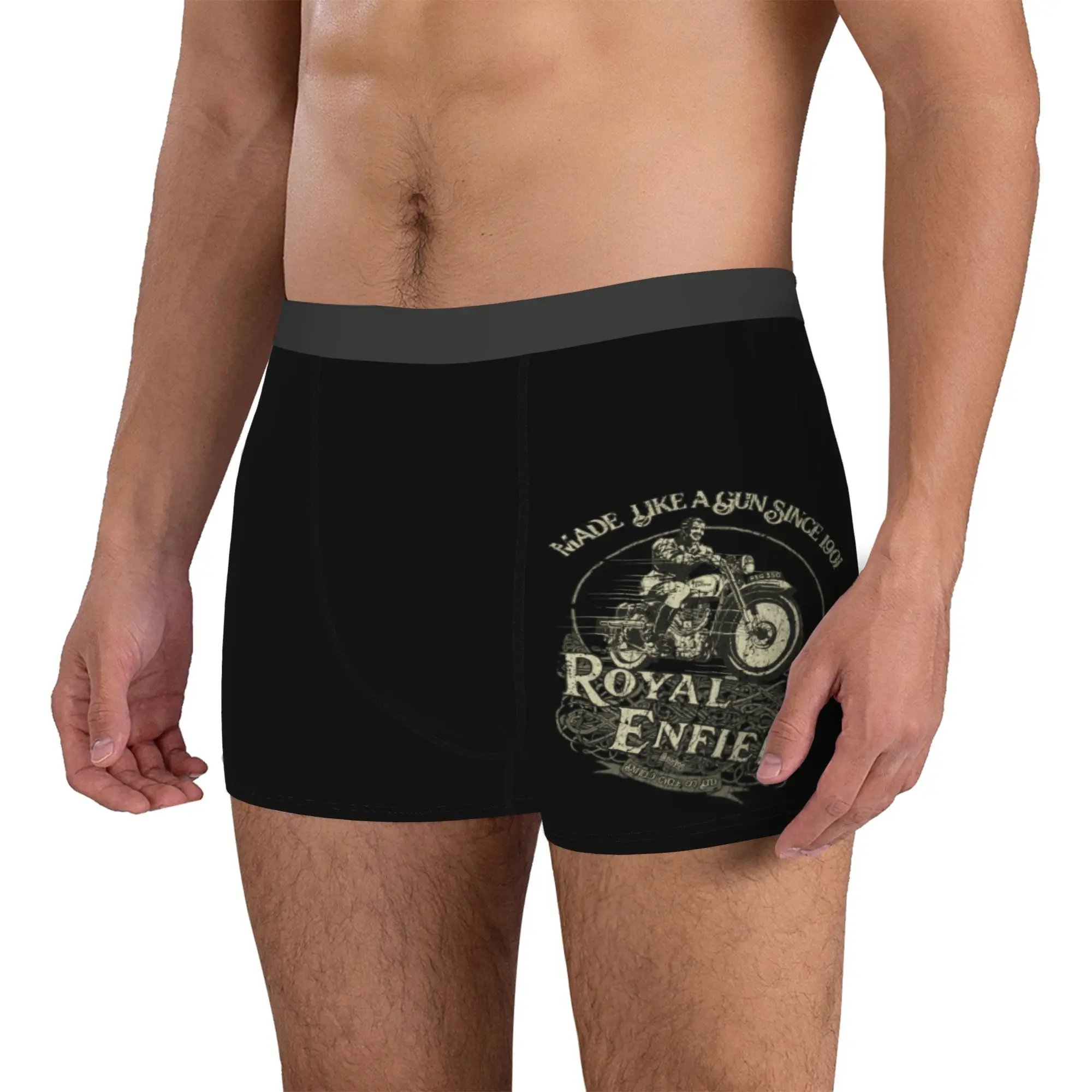 Custom Royal-Enfields Motorcycle Underwear Men Printed Bicycles Race Boxer Shorts Panties Briefs Soft Underpants