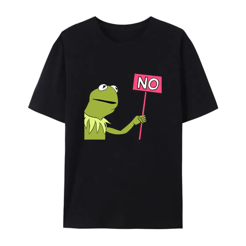 Funny Kermit Meme Hold A Gun Cartoon Cotton Tees Men Women Creative Anime Graphic T Shirts Popular Fashion Hipster Streetwear