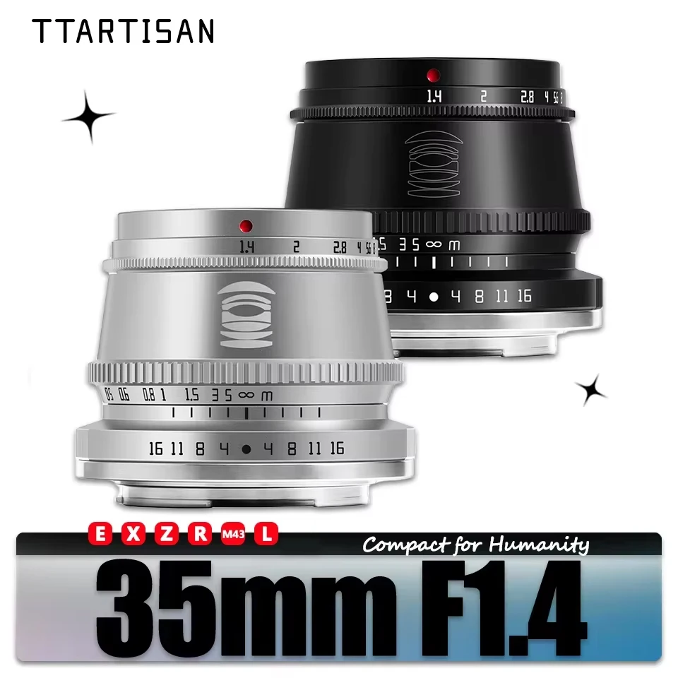 TTARTISAN APS-C 35mm F1.4 Large Aperture Camera Lens for Humanities Photography with Sony E Nikon Z Fujifilm XF Canon RF L M43