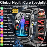 2025 New Blood Pressure 650nm Laser Therapy Diagnosis Smart Watch Men Curved Screen Clock Uric Acid Lipid Heart rate Smart Watch