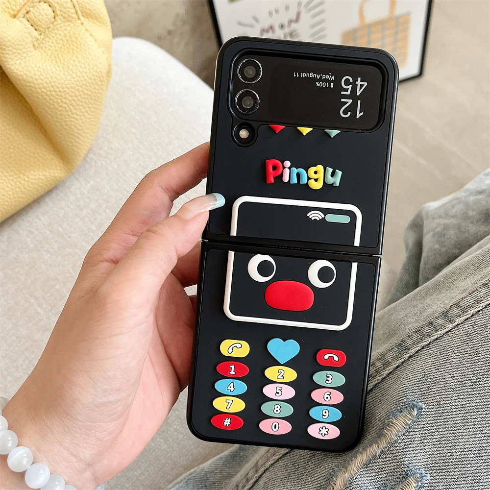 Penguin Wacky Cartoon Flip Cover Interactive Meme Expression Samsung Galaxy For Z Flip 4,Z Flip 5,Z Flip 3,Z Flip 6,Z Flip 7