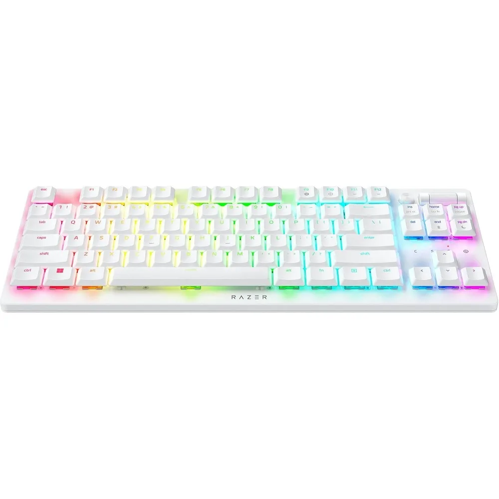 Professional TKL Wireless Gaming Keyboard: Linear Optical Switches, Dual Connectivity, RGB Lighting, 200 Hr Battery - White