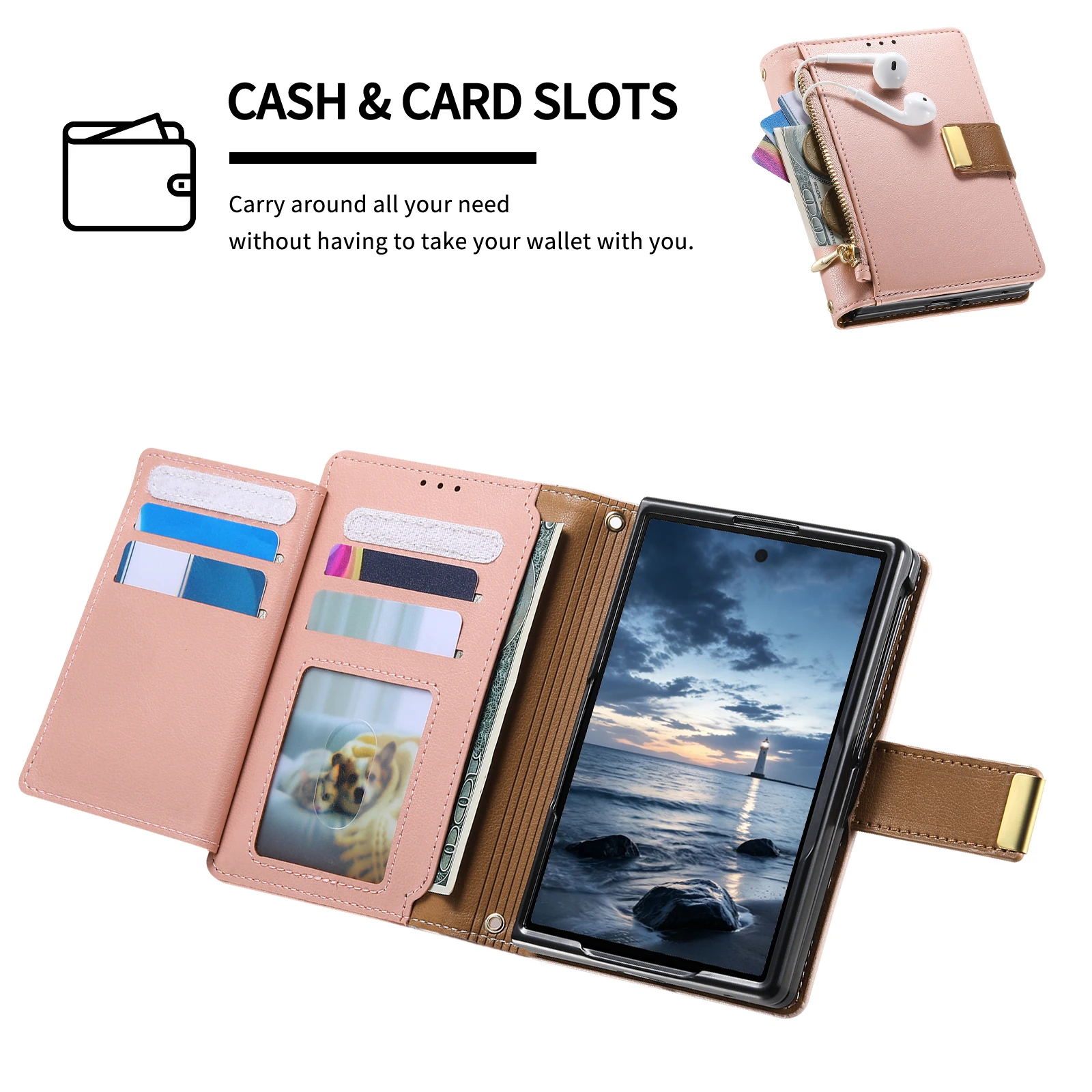 Casing Ponsel Kulit dengan Rit - Bifold Leather Wallet ulasan dan harga