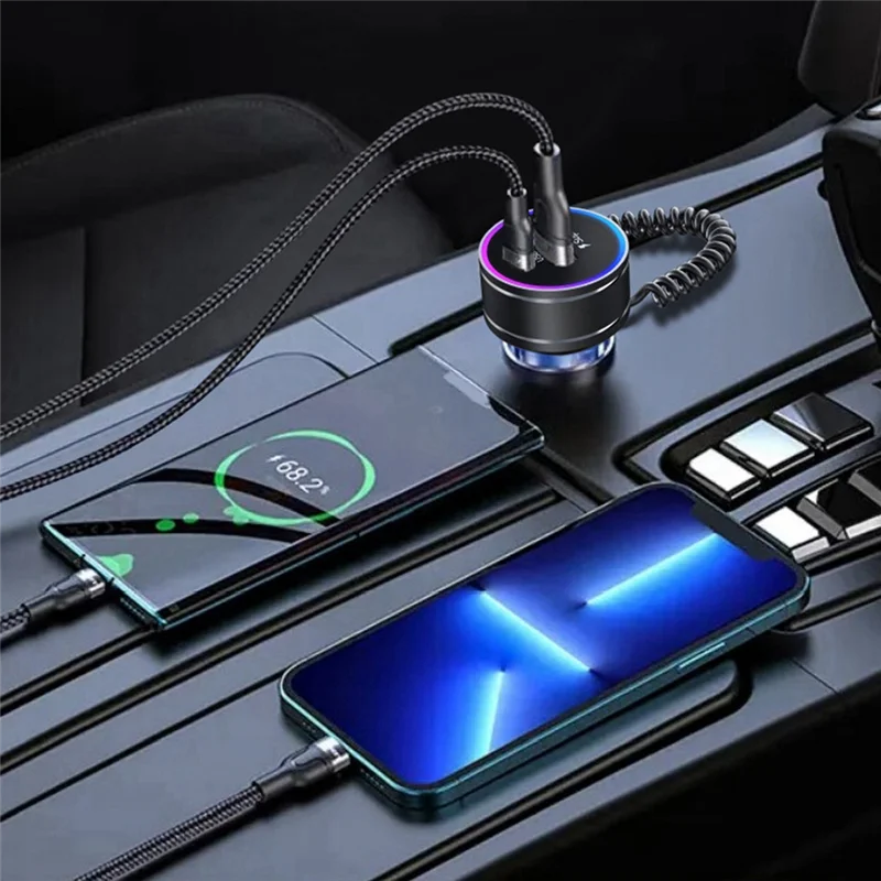 

LBER QC 3.0 USB Car Charger PD 30W Type C Fast Charging Quick Charger LED Digital Display PD 27W