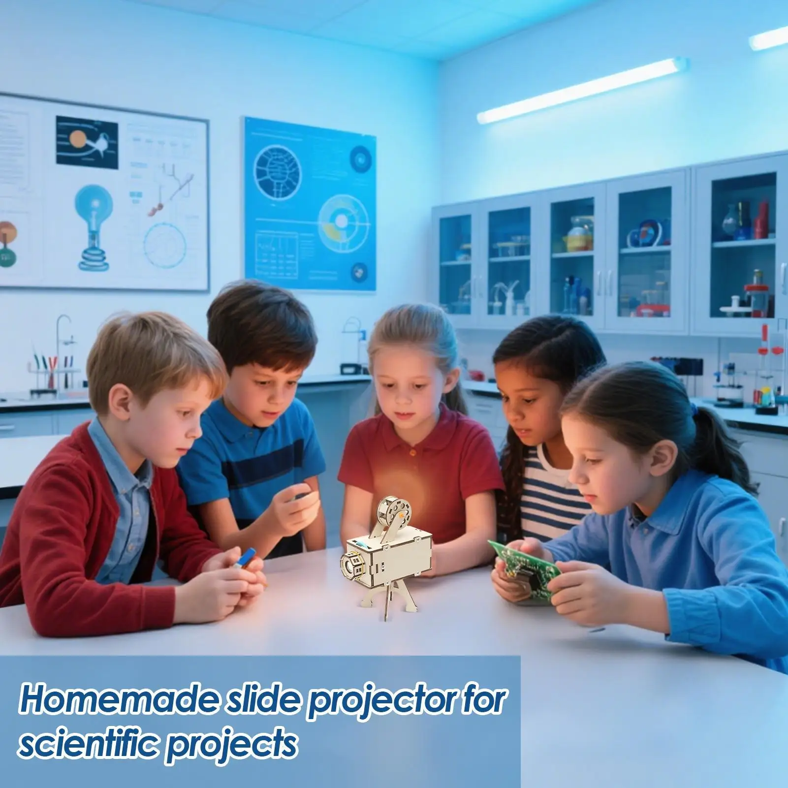 Wooden Science Projector Kit Hands-On Toy Learning Activities for Students Kids Girls Ages 7-14 Classroom Home School