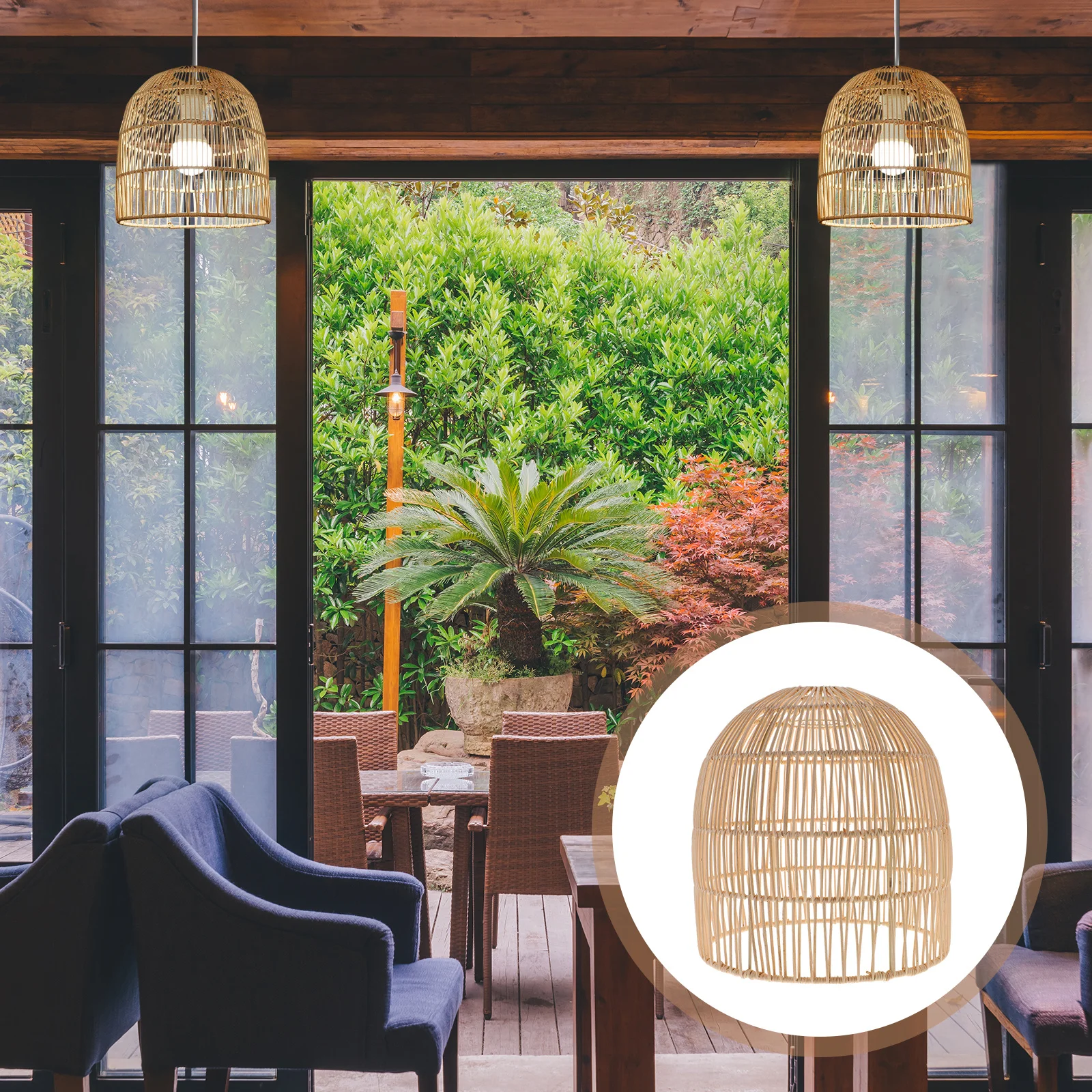 

Rattan Woven Lampshade Rustic Pendant Light Cover Durable Easy Install for Home Indoor Lighting Decor Woven Lampshade