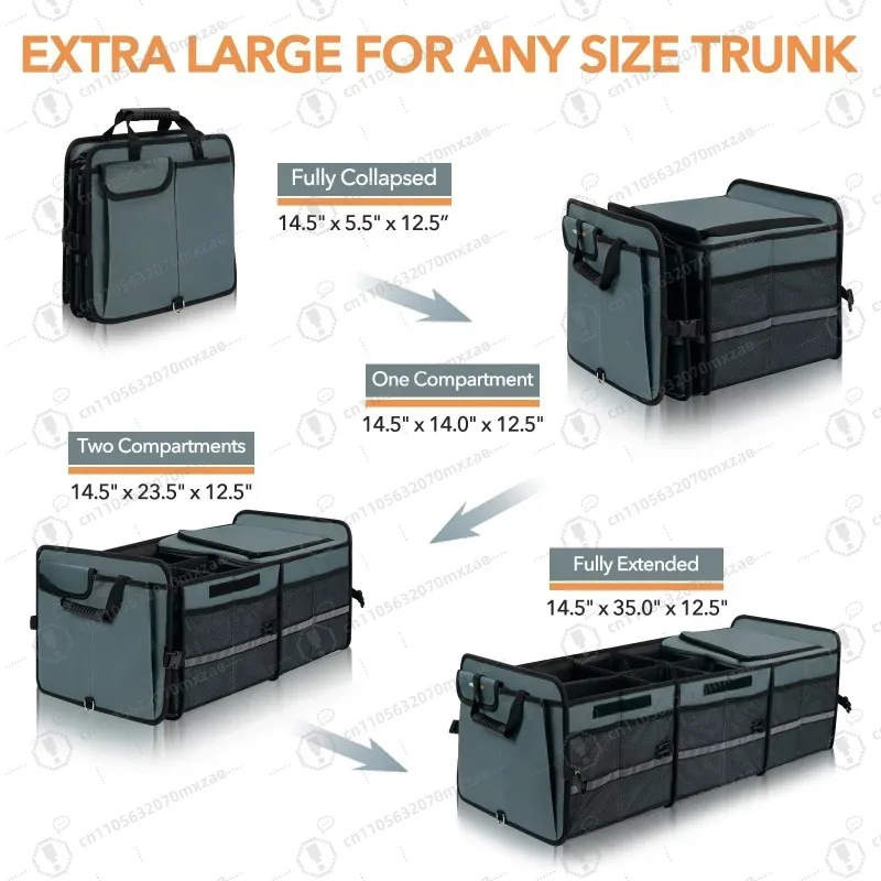 

Fully waterproof foldable large car storage SUV trunk organizer built-in leak-proof cooler bag