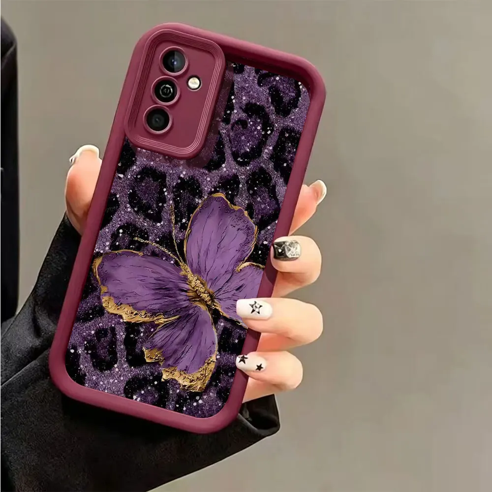 Anti-Drop Soft TPU Phone Case For Samsung Galaxy A73 A72 A71 A56 A55 A54 A53 A52 A52s A50 5G 4G Butterfly Leopard Print Cover