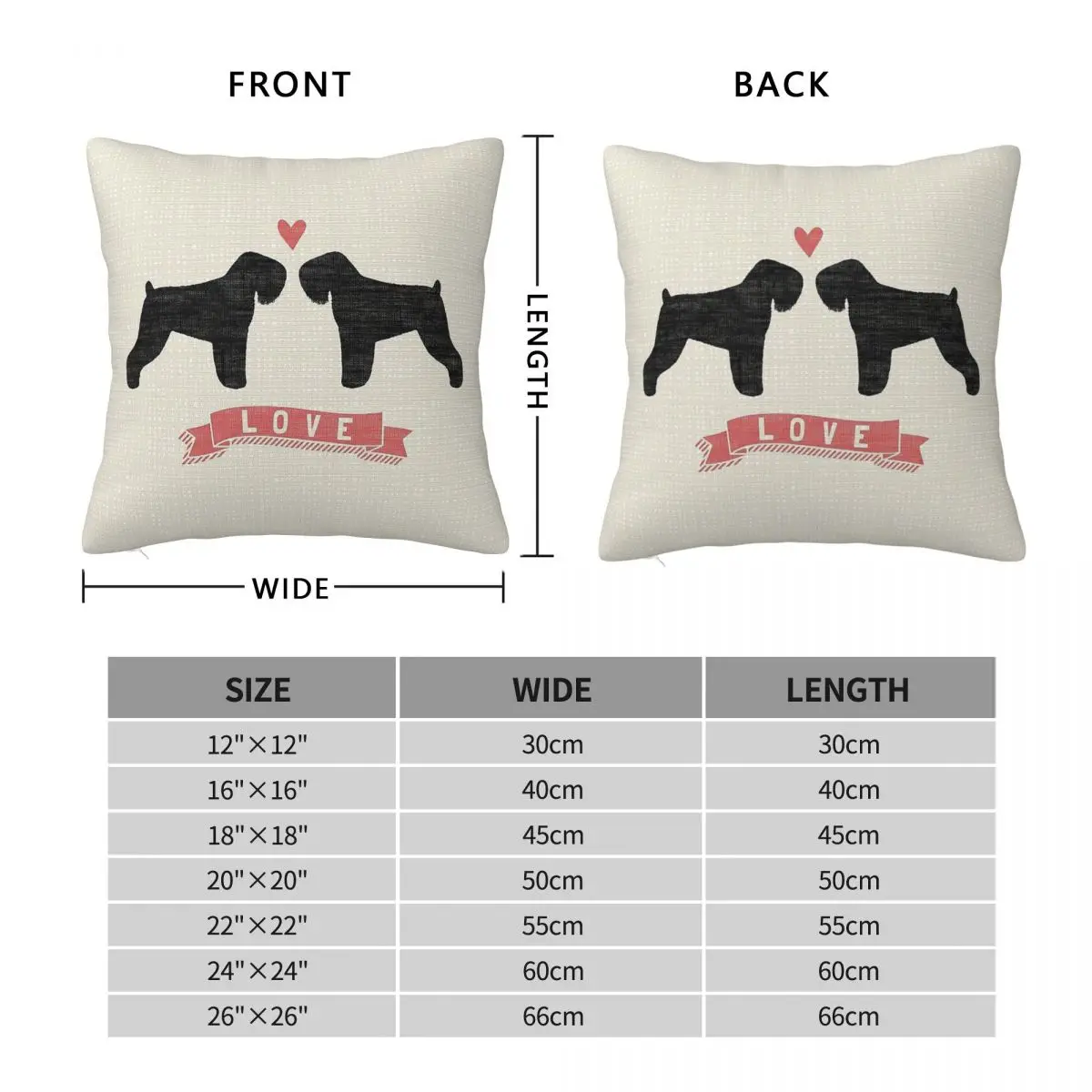 Black Russian Terriers Love Pillowcase Polyester Linen Velvet Pattern Zip Decor Pillow Case Bed Cushion Case 45x45