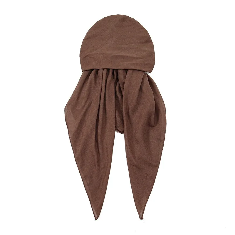 New Ethnic Style Cotton Linen Elastic Turban Cap Women Four Season Daily Versatile European Solid Color Head Wrap Headwear view 6