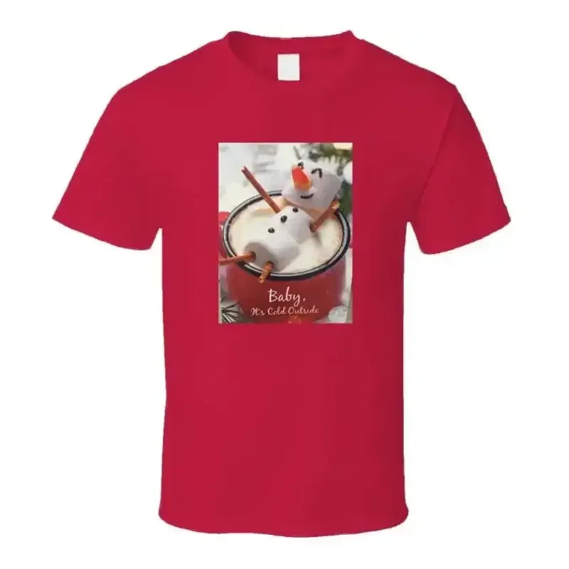 Baby It s Cold Outside Funny Hot Chocolate Marshmallow Snow Man Christmas T Shirt