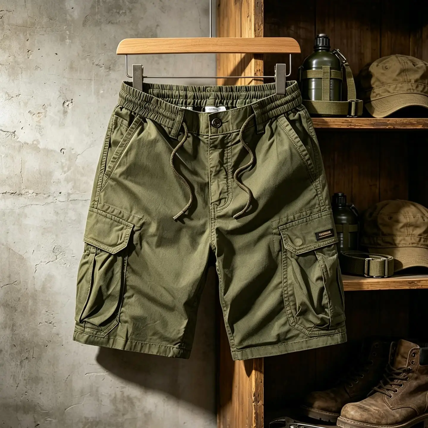 Retro Workwear Shorts Men's Outdoor Loose Multi-Pocket Sports Wear-Resistant Dirt-Resistant Utility Five-Quarter Straight Leg
