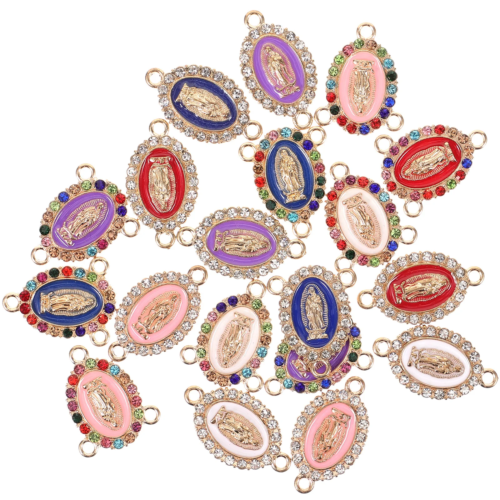 

19pcs Alloy Mary Pendant Rhinestone Virgin Charm For Diy Jewelry Making Craft Connection Pendants Necklace Bracelet Keychain Diy