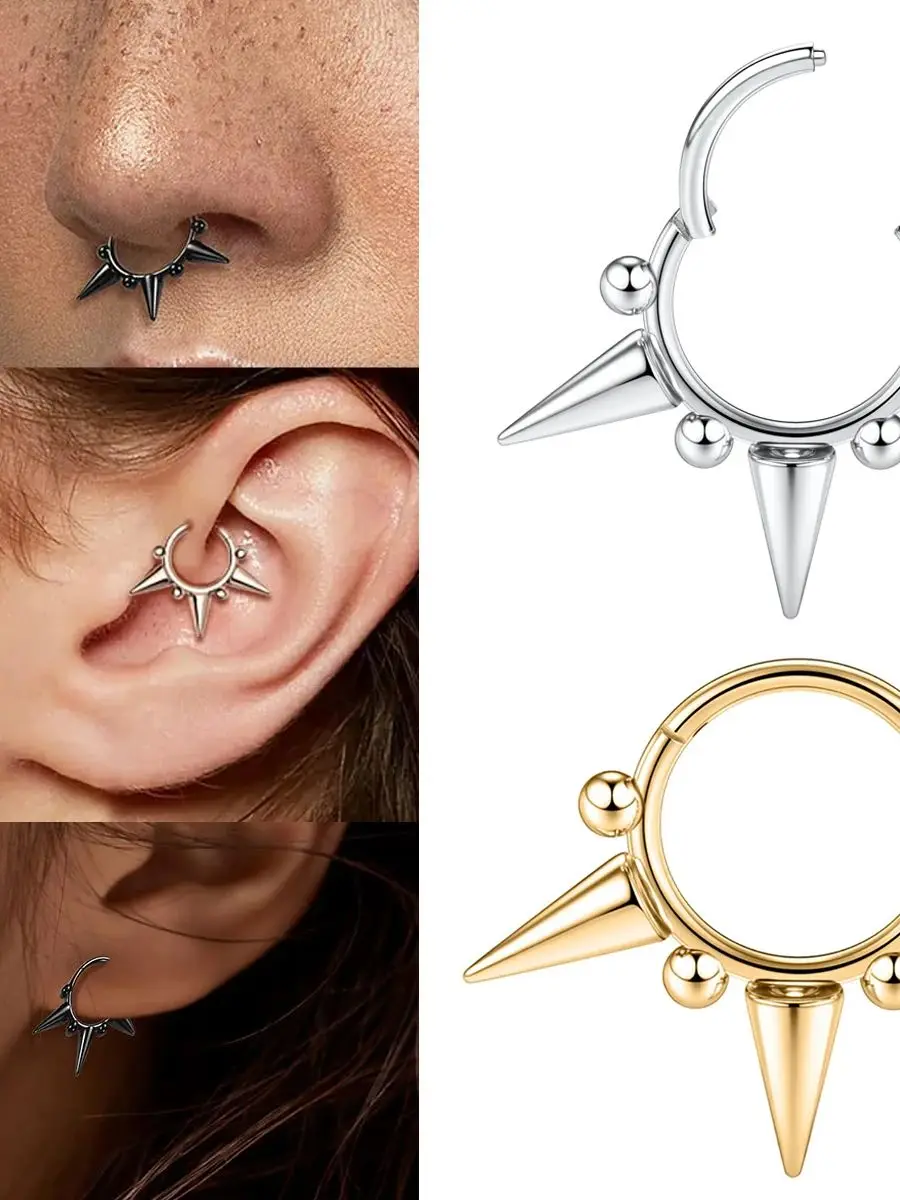 1-3PCS Tytan 16G 1.2mm Zawiasowy pierścień do nosa Hoop Septum Hoop Ring Tragus Rook Ring Piercing Biżuteria Lip Labret Ring Set Chrząstka — 2