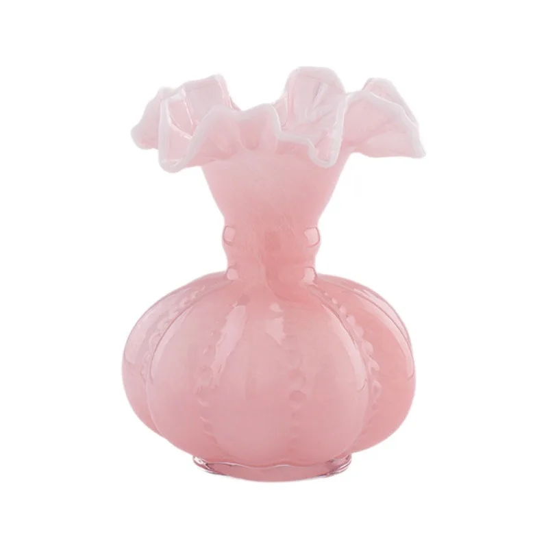 

Light luxury high-end glass vase ornament French medieval Fenton living room desktop water raising flower arrangement ornament