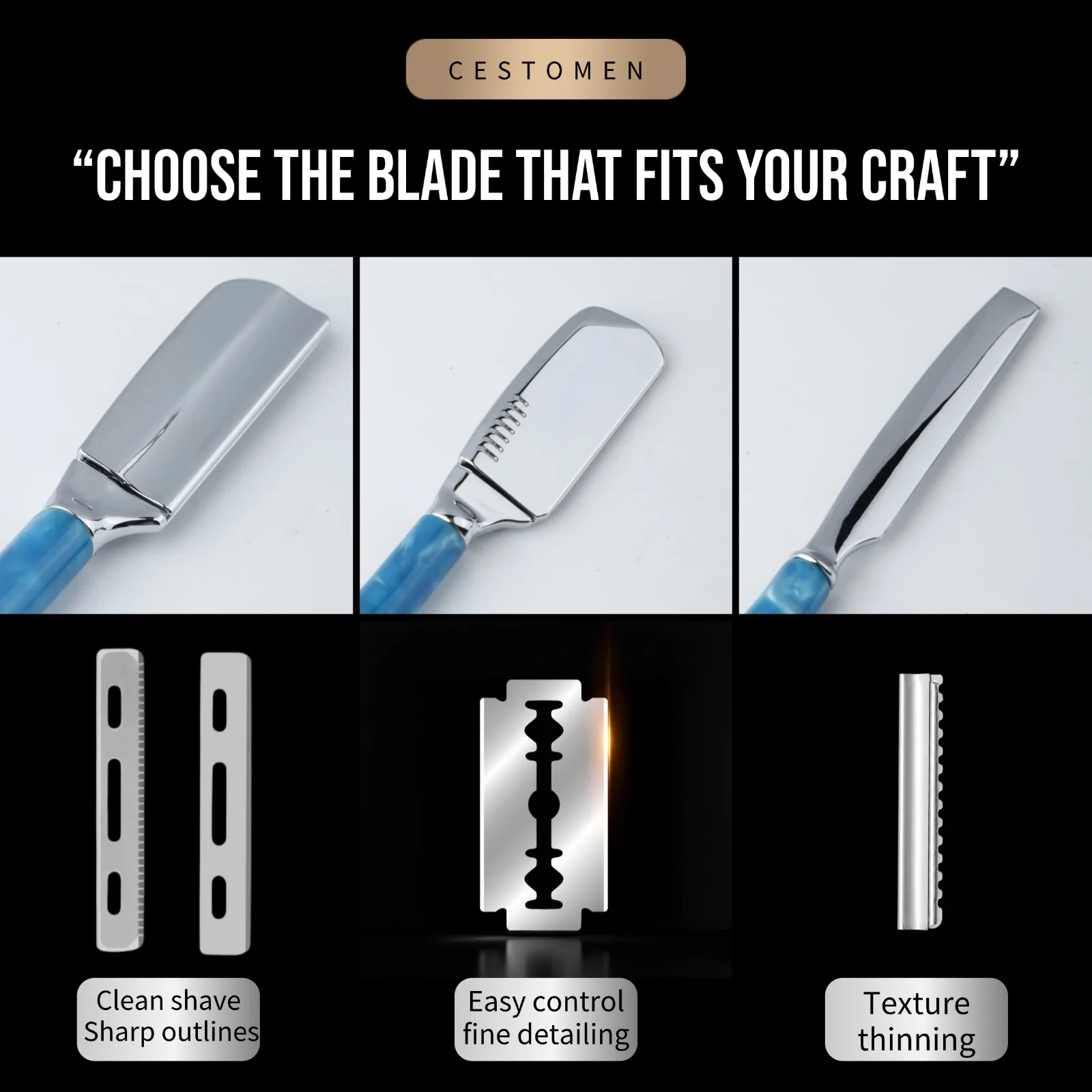 1Pcs Pro Resin Wood Handle Barber Thinning Straight Razor Manual Zinc Alloy Hair Removal Tools Beard Shaving Safety Razor Holder view 4