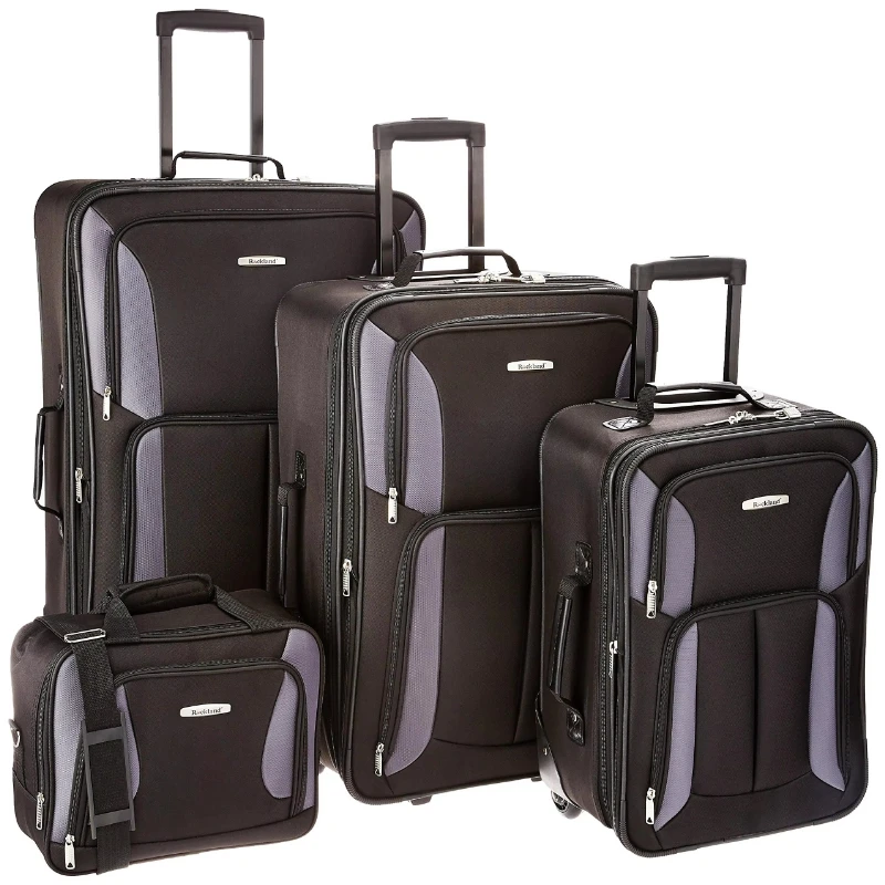 

New luxury polyester suitcase four-piece set, expandable travel trolley case, lightweight