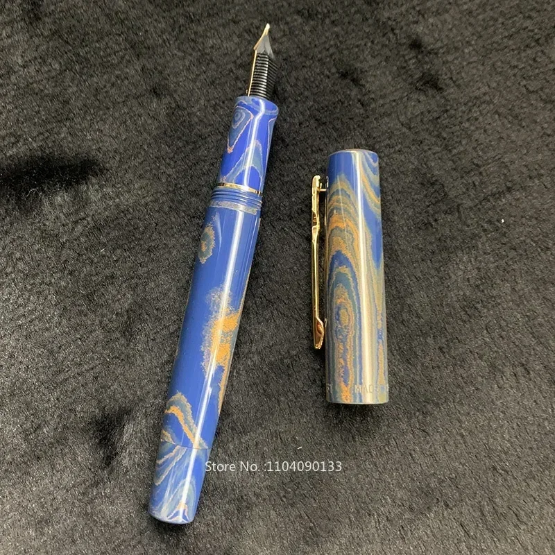 

Hot Luxury Junlai 631 Gold Clip 14K NO.32 Nib Gold Fountain Pen German Cumberland Rigid Natural Rubber Piston Long Knife New Pen