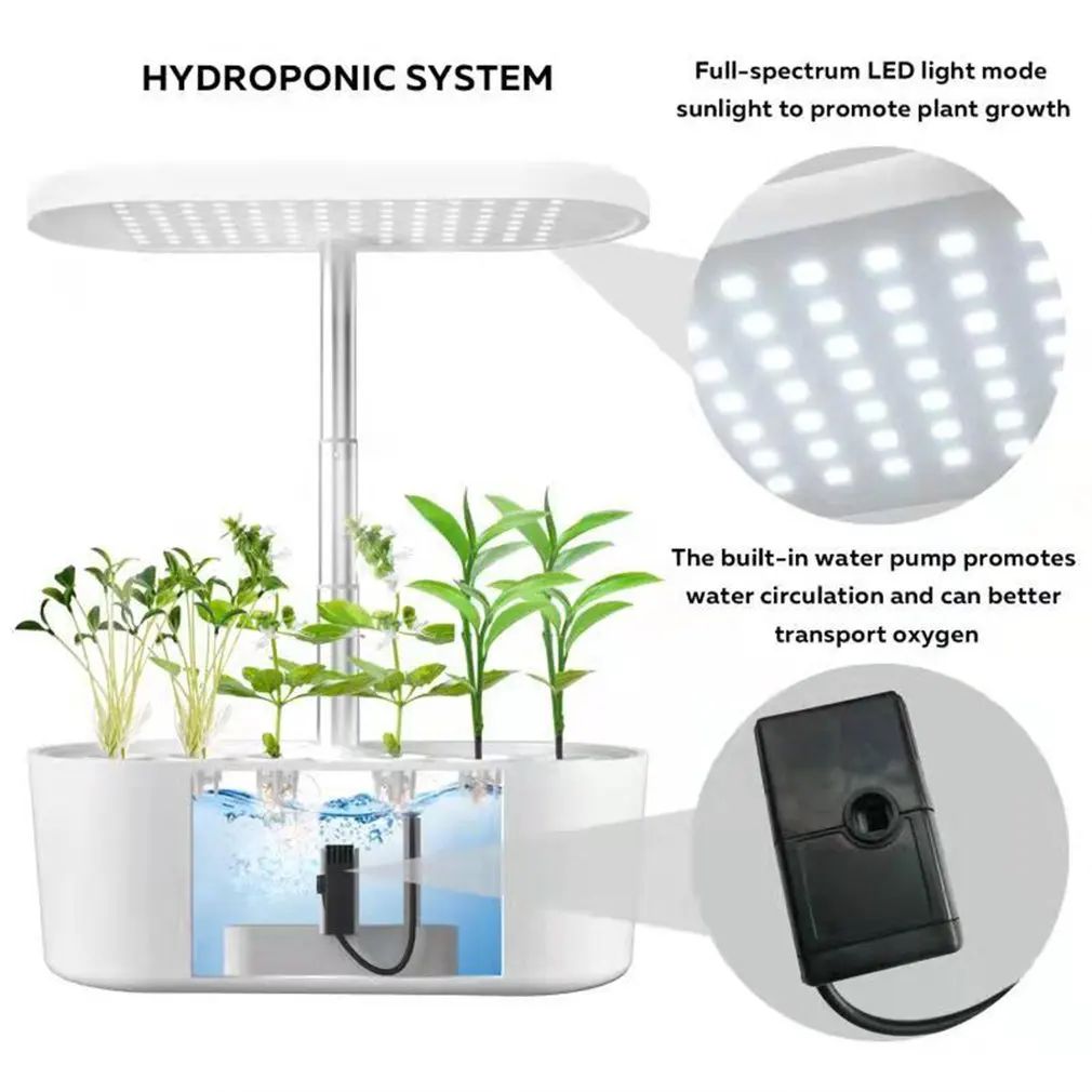 Indoor Garden Hydroponics Growing System 12 Pods Plant Germination Kit With LED Grow Light Height Adjustable Herb Garden Kit