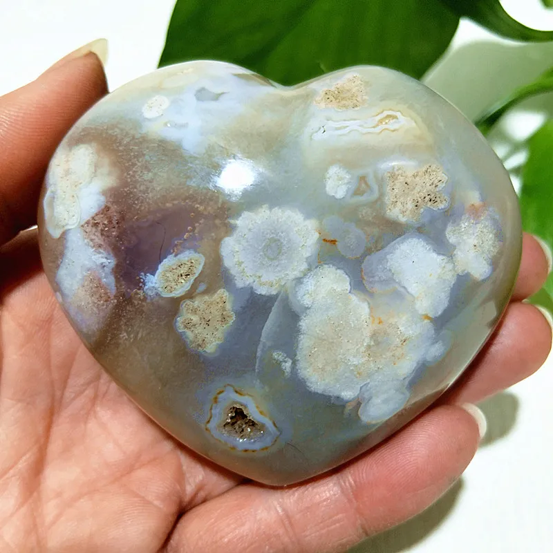 Natural Stone Pretty Cherry Blossom Agate Heart Magic Meditation Spiritual Energy Healing Feng Shui