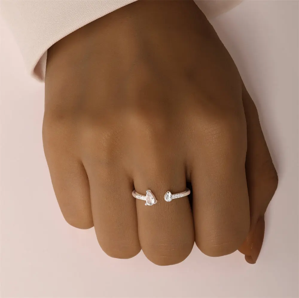 BOAKO-Anillo de Plata de Ley 925 para mujer, sortija de circonita con forma de gota de agua, a la moda, para boda, bisutería de lujo, 2024