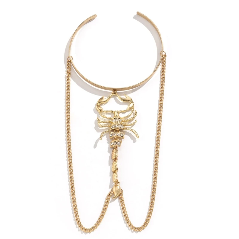 Pulsera de brazo de escorpión para mujer, brazalete egipcio de escorpión para la playa, pulsera de cadena para el cuerpo, joyería de cadena