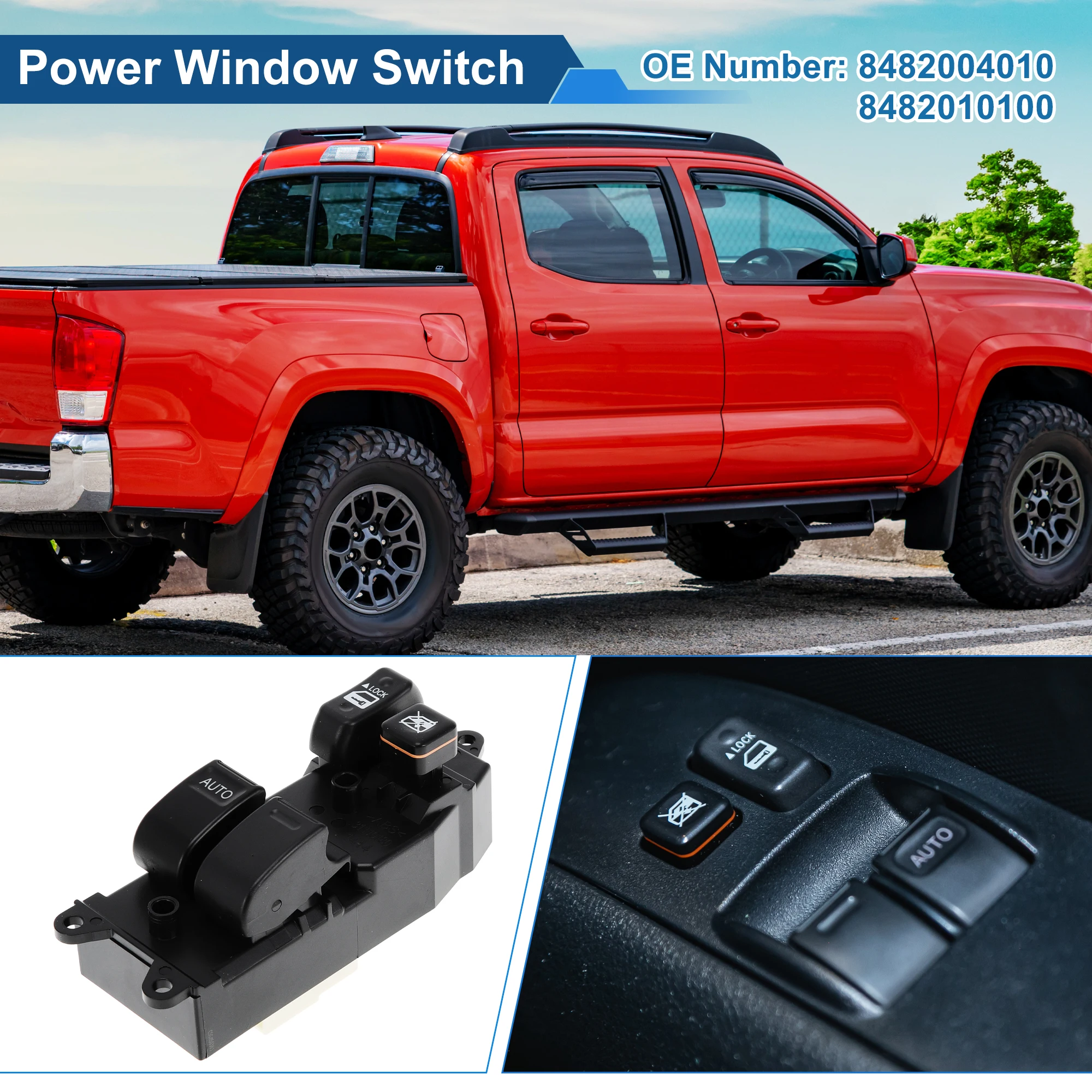 

UXCELL Front Left Driver Side Power Window Switch for Toyota Tacoma Yaris No.8482004010