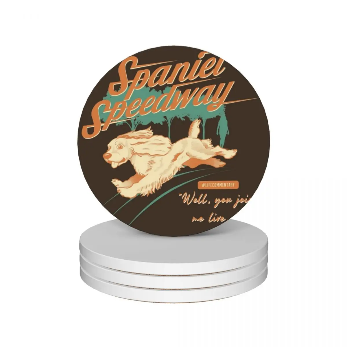 

Spaniel Speedway #LifeCommentary v1 Ceramic Coasters (Set of 4) christmas cute cup coffee cup stand Coasters