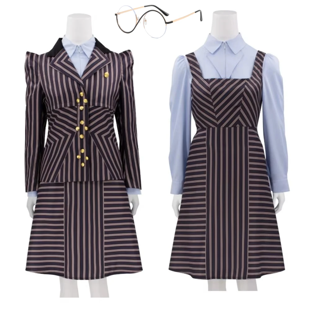 

Movie Wicked Elphaba Cosplay Costume Witches Stripe Suits for Women Dress Shirt Halloween Carnival Party Clothes Roleplay