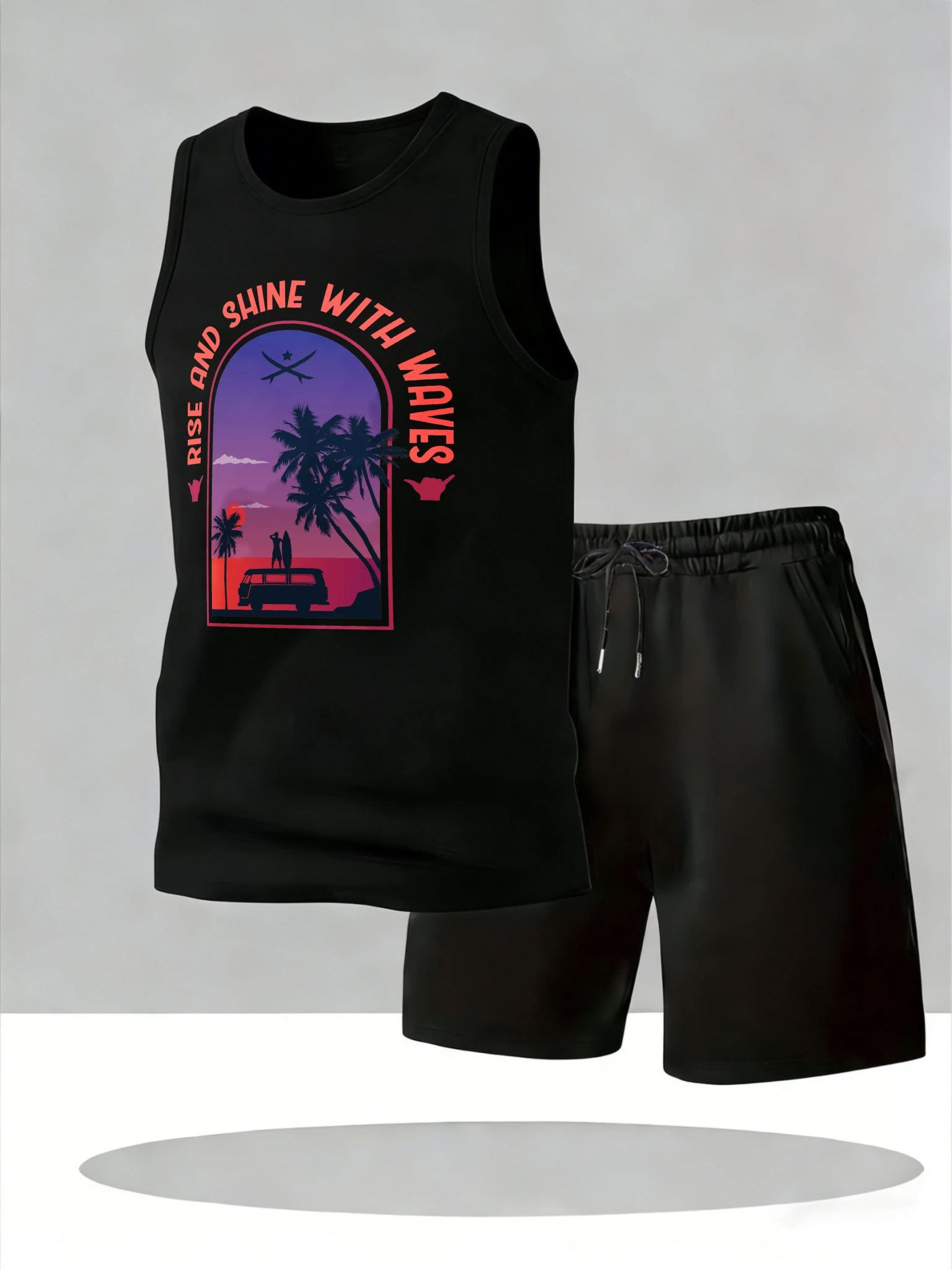 

Men's Tank Top Sets 2026 Summer Quick drying men's suits sports beach running crewneck Breathable sports two-piece oversize