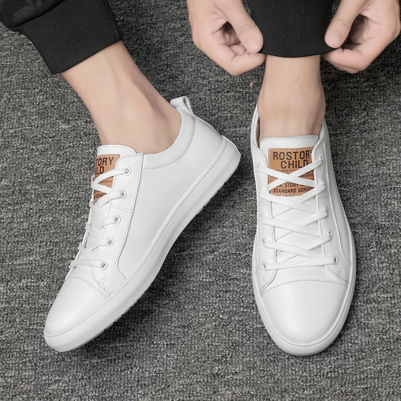 

Brand Men's Minimalist and Fashionable Casual Sneakers Classic White Lace Up Comfortable Two-layer Cowhide Outdoor Sports Shoes