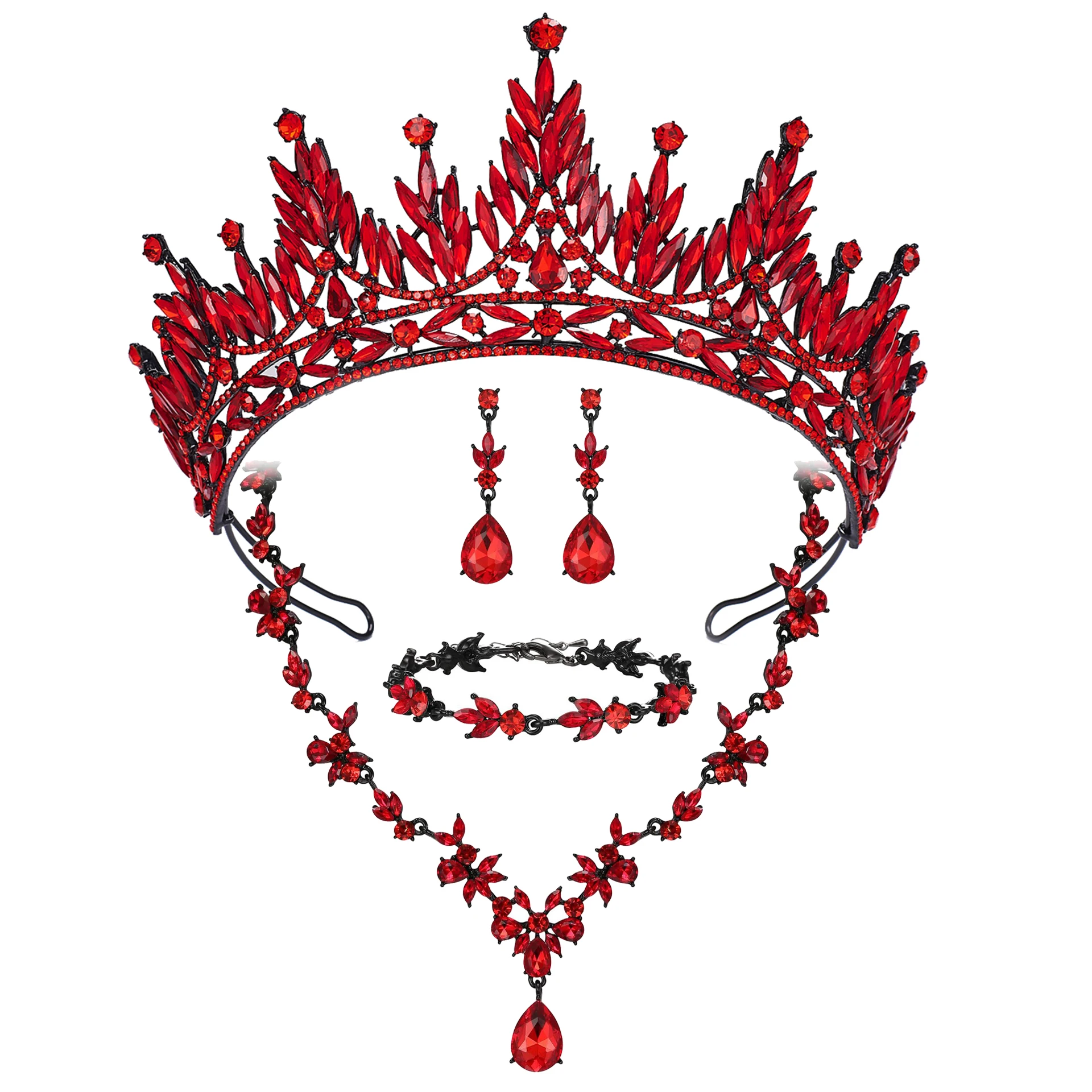 Princess Tiaras Crown Jewelry Sets for Women Wedding Bridal Necklace Earrings and Bracelet Party Birthday Gifts Accessory