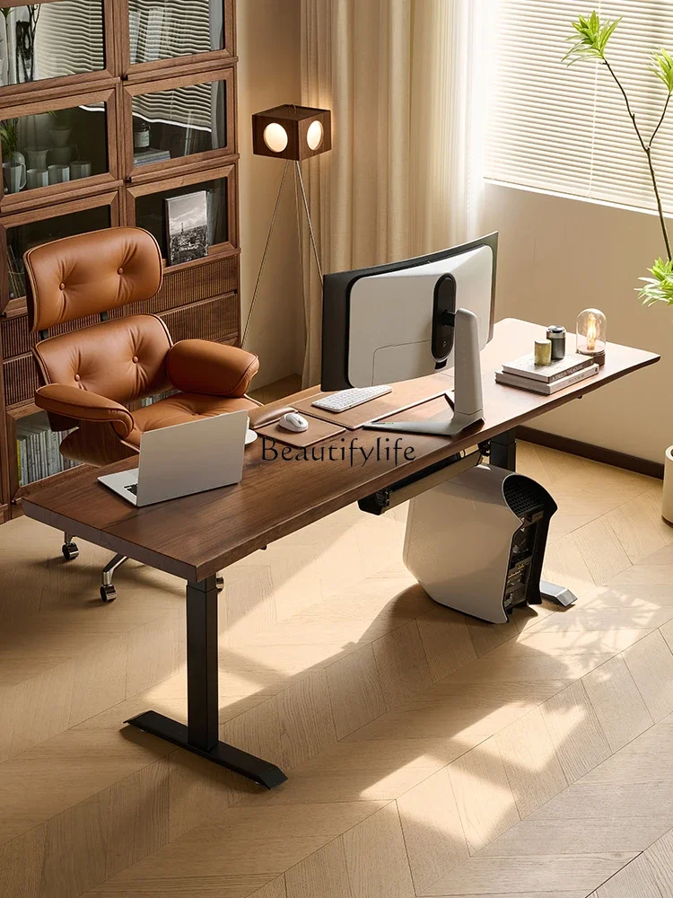 Solid wood electric lifting home office desk intelligent learning workbench