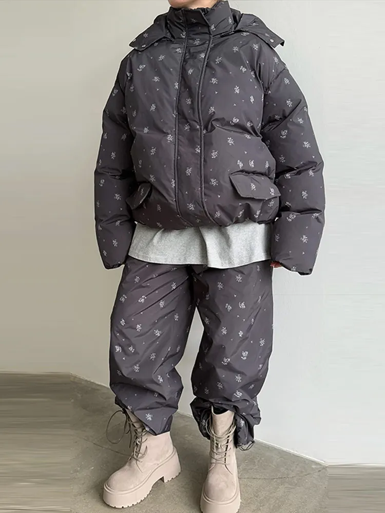 أزياء القطن معاطف قصيرة المرأة الأزرق كم طويل الوقوف طوق زر الصلبة سترة 2025 الشتاء أزياء دافئة أبلى سيدة