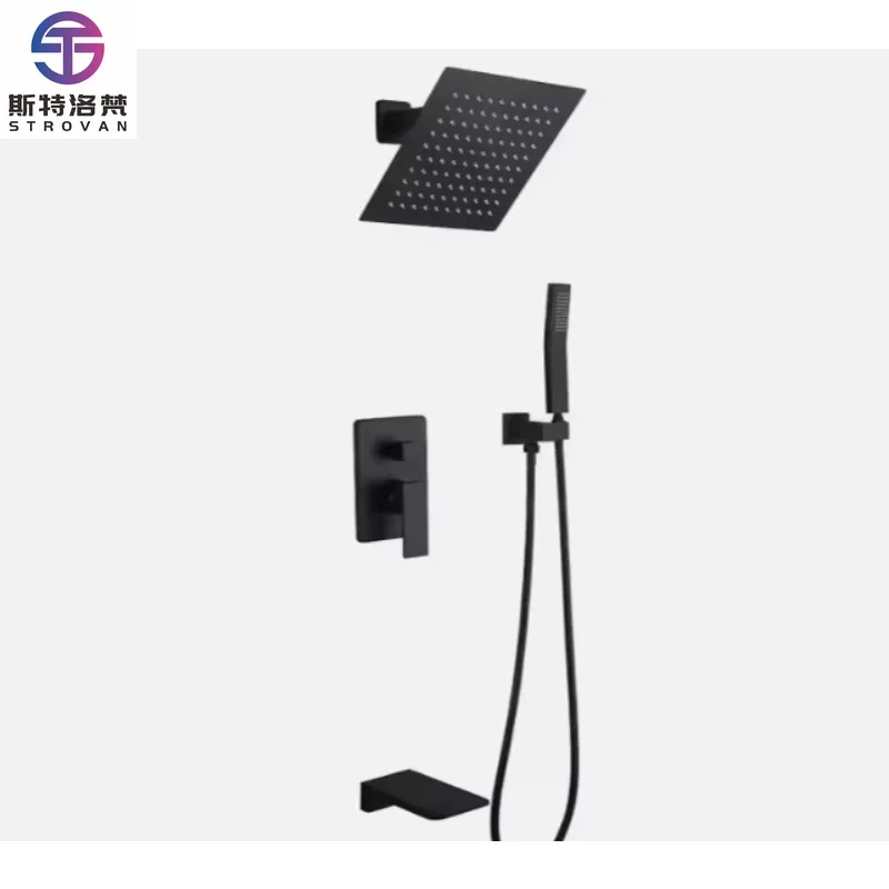 

Copper Concealed Shower Faucet System 10 Inch Wall Mounted Bathroom Faucets Rainfall Shower Set With Head Shower