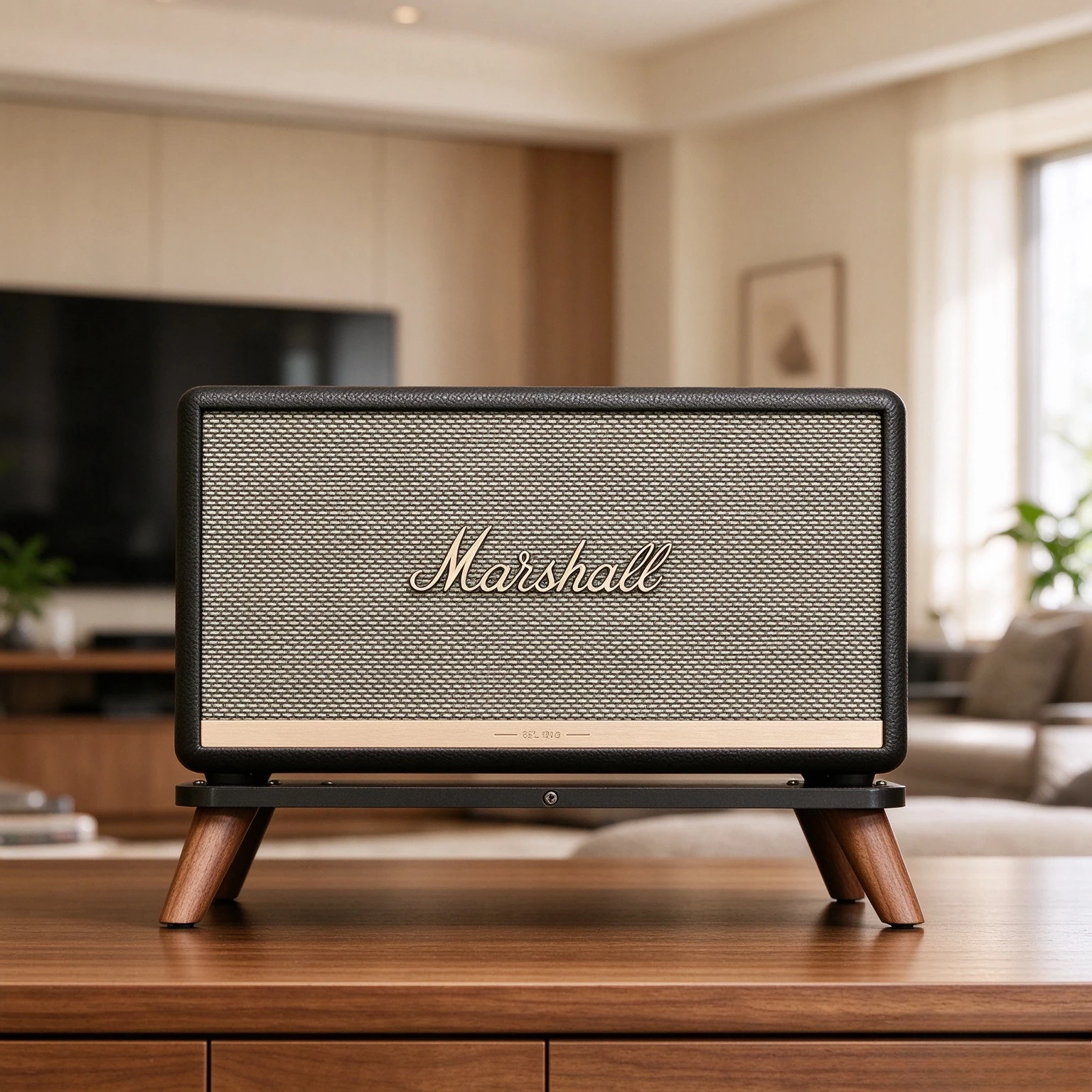 Solid Wood Desktop Speaker Stand for Home Audio, Vibration Reducing Support Platform with Flexible Placement, Wood Grain Finish