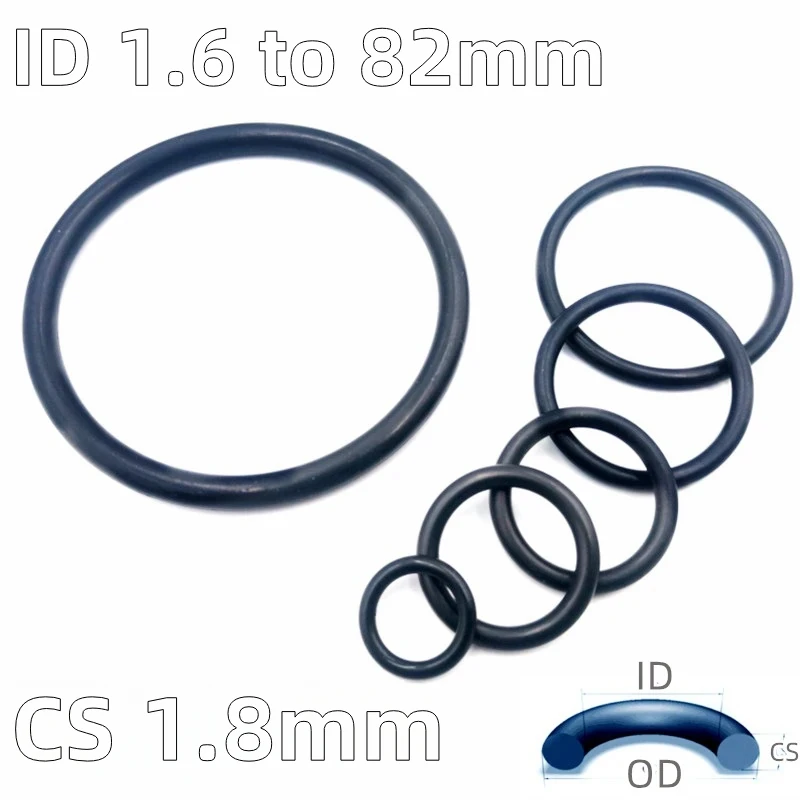 Custom NBR 70 & NBR 90 O-Rings, CS 1.8mm, Oil & Fuel-Resistant Rubber Gaskets for Automotive, Heat and Wear Resistance, Black