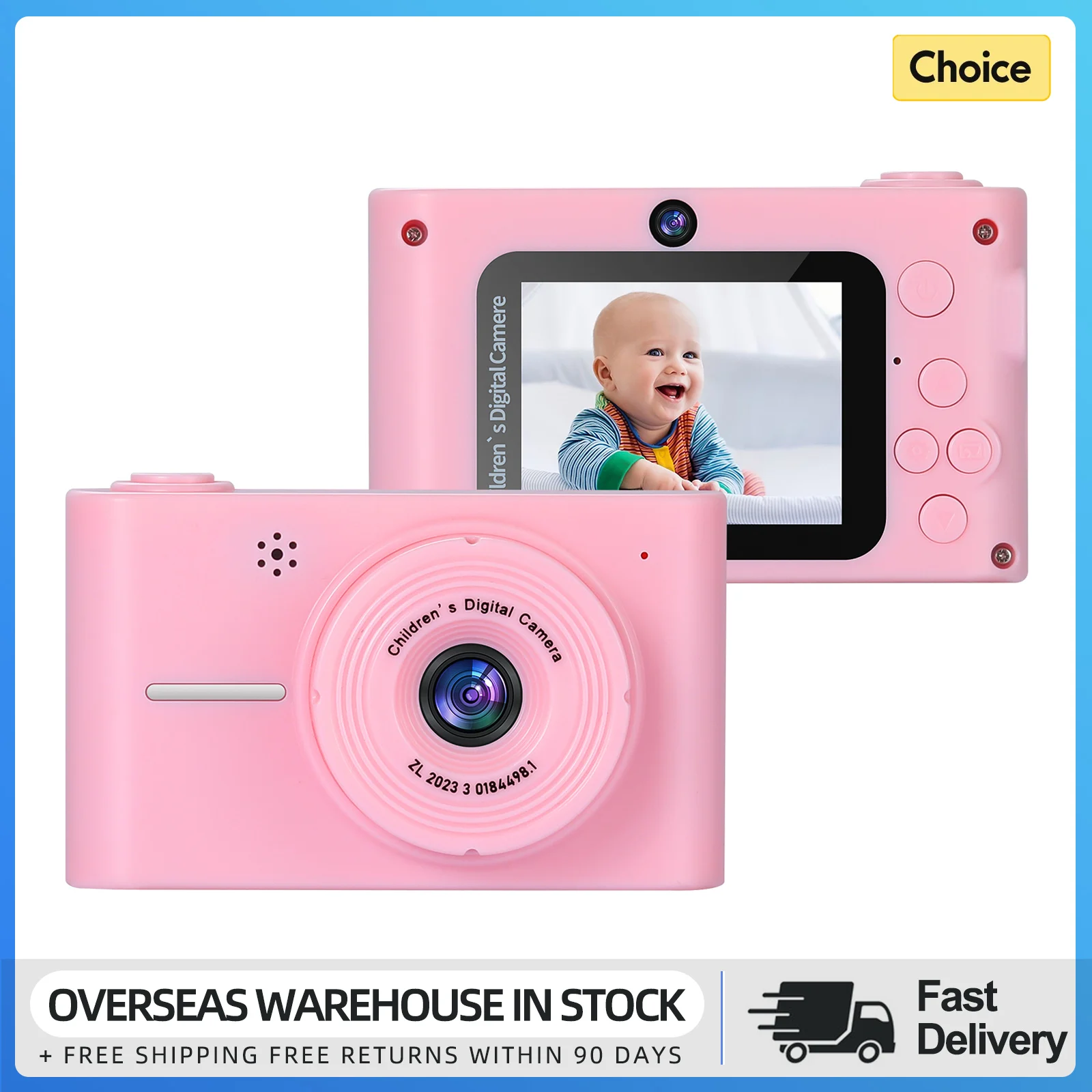 1080P Kids Digital Camera Video Camera 20MP Kids Selfie Camera 8X Digital Zoom 2.0-inch Screen Dual Lenses Gift for Children