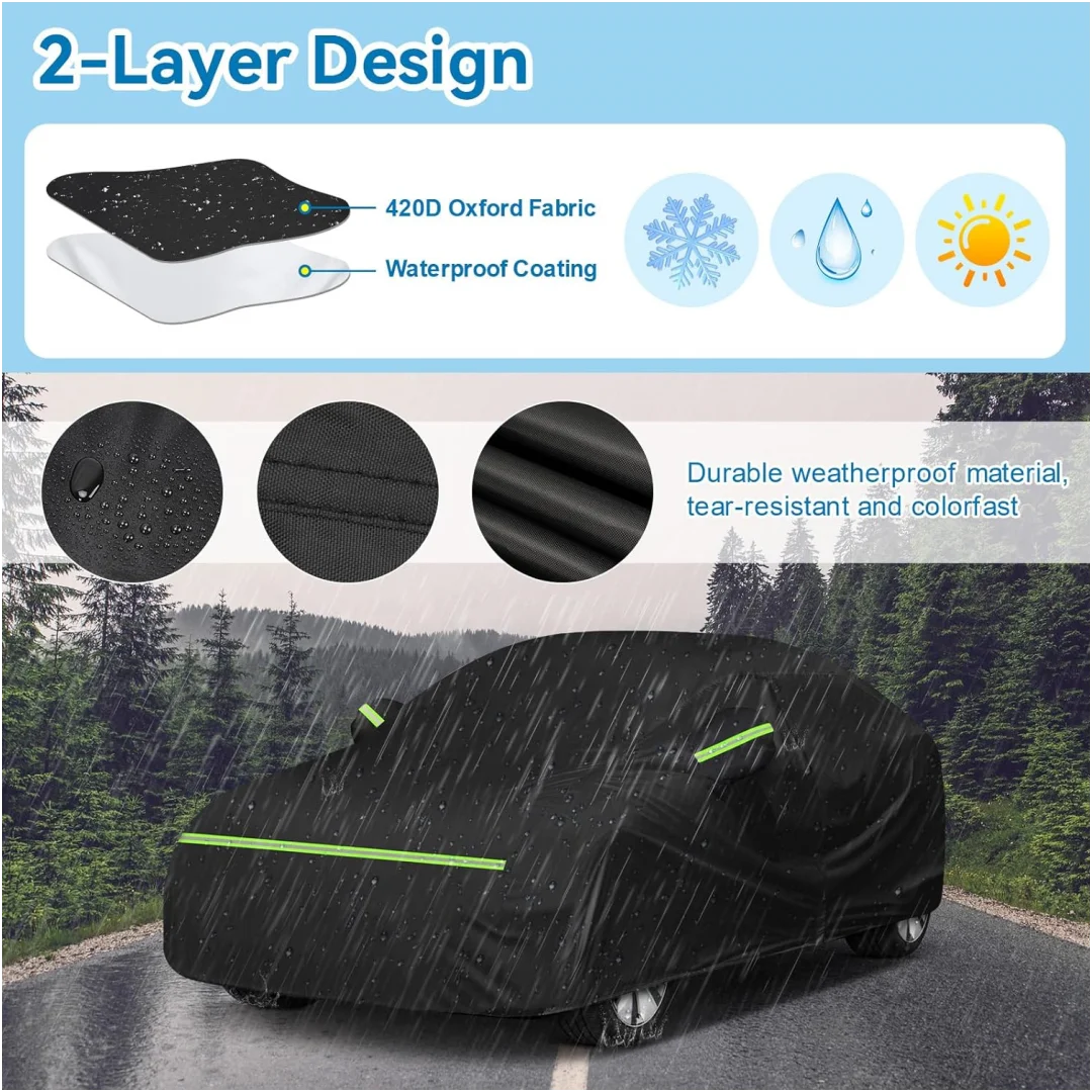 Waterproof Car Cover For 2020-2024 Tesla Model Y with Zipper Door & Charging Port for Snow Rain Dust Hail Protection