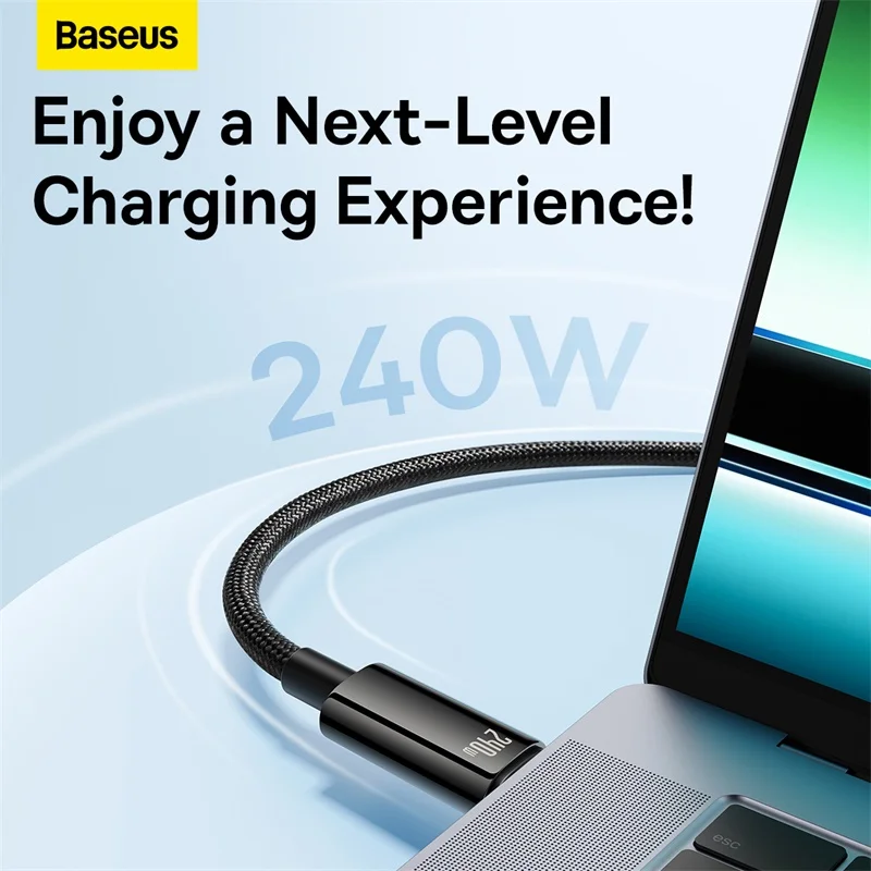 Baseus 240W USB C Cable PD 3.1 For MacBook Samsung S22 Xiaomi iPad Huawei PD Cable 5A Fast Charging Type C Cable