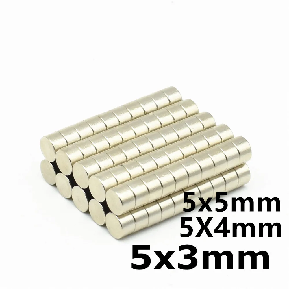 N42 Thin Disc Diameter 5x2 5x3 5x5 mm NdFeB Powerful Neodymium Magnets Rare Earth Magnets Permanent Sensor magnets NiCuNi 100pcs