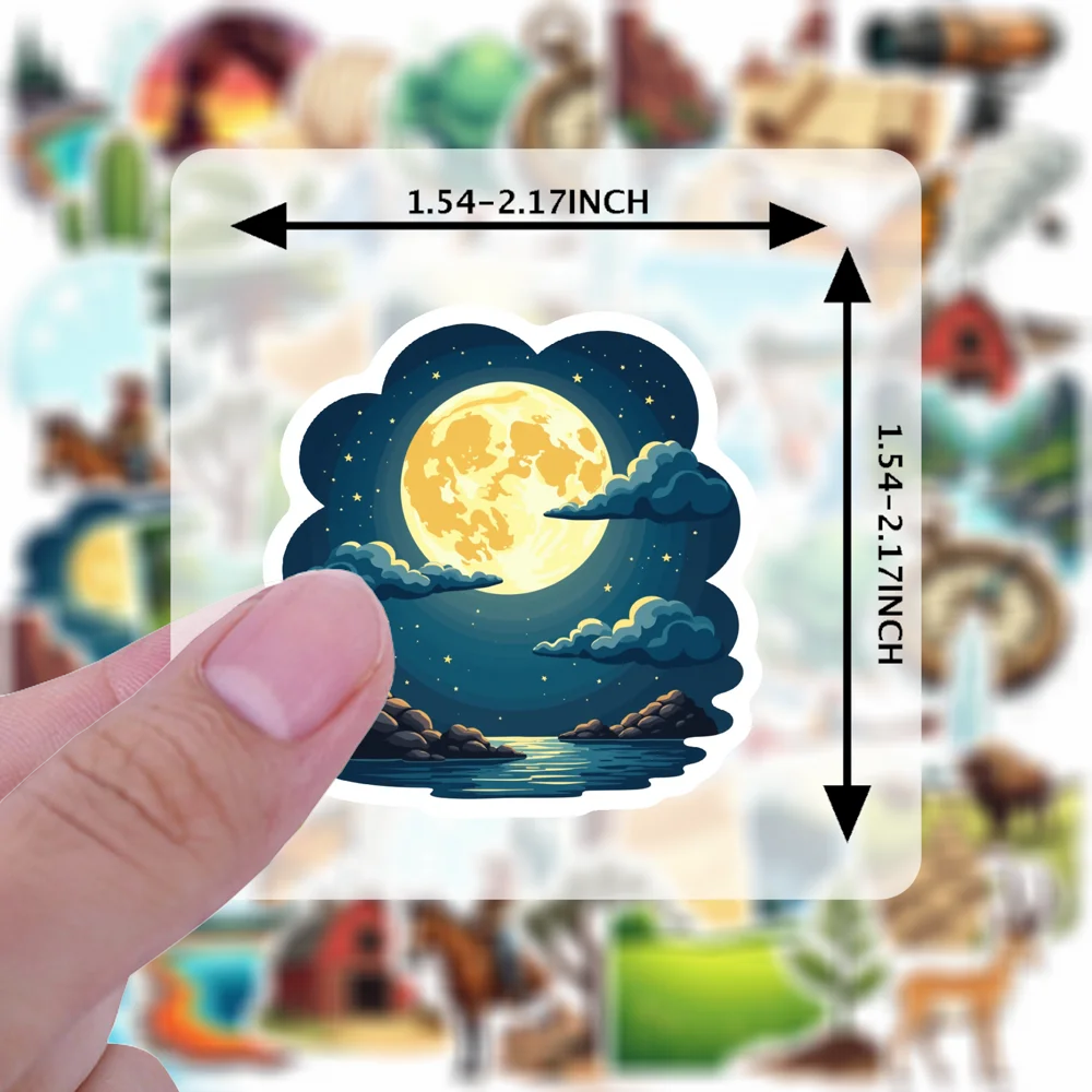 35pcs-100pcs Cartoon Nature Decals Playful Exploration Explorer Stickers Nature Stickers For Laptop Guitar