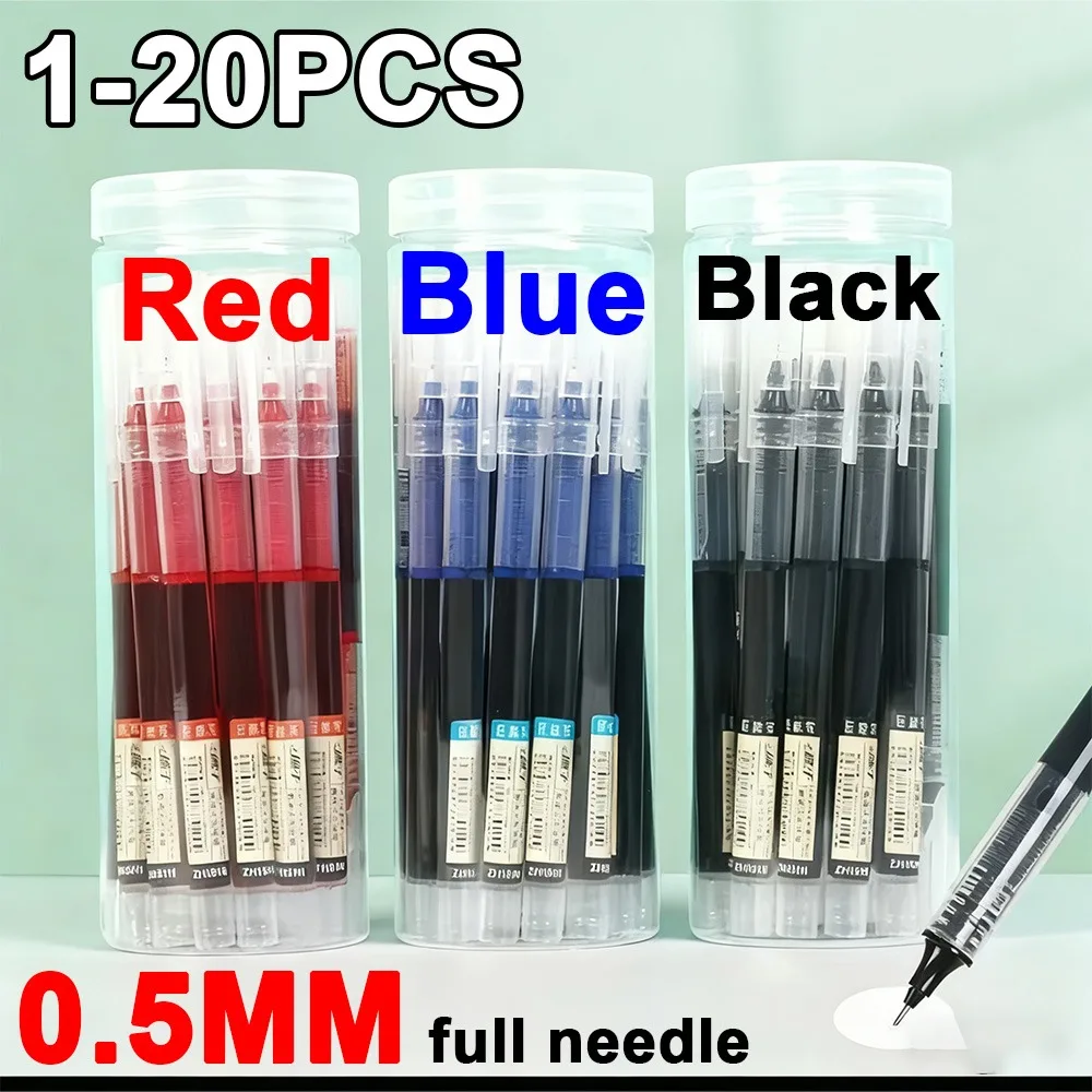 

1-20Pcs 0.5mm Needle Type Gel Ink Pens Black/Blue/Red Liquid Ballpoint Pen School Students Office Stationery Smooth Writing Tool