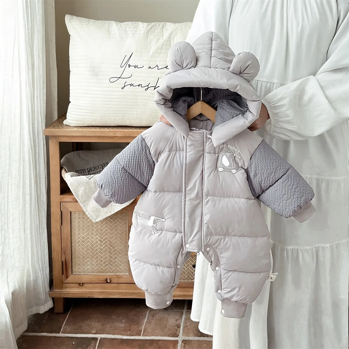 Bawełniany komplet zimowy dla niemowląt Thiened, koreańskie ubranka dla chłopców, idealne do przytulania, wysoce elastyczna czapka zimowa i...