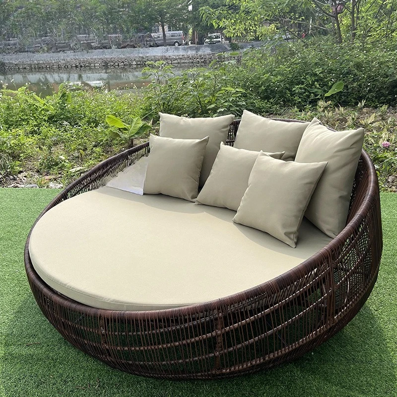 

Outdoor furniture Villa Garden Round bed Balcony recliner Leisure combination Single lazy rattan sofa