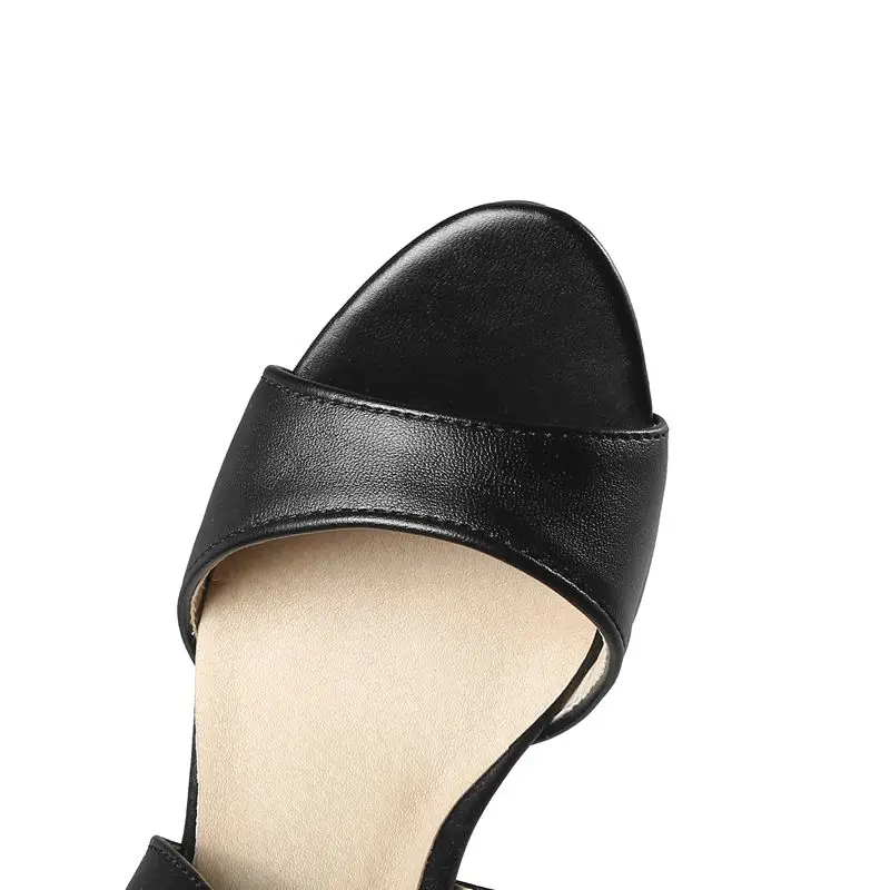 REAVE CAT تصميم النساء الصنادل جولة تو حذاء بكعب سميك 11 سنتيمتر منصة 3 سنتيمتر مشبك حزام حجم كبير 45 46 47 48 موضة يؤرخ الأحذية #6