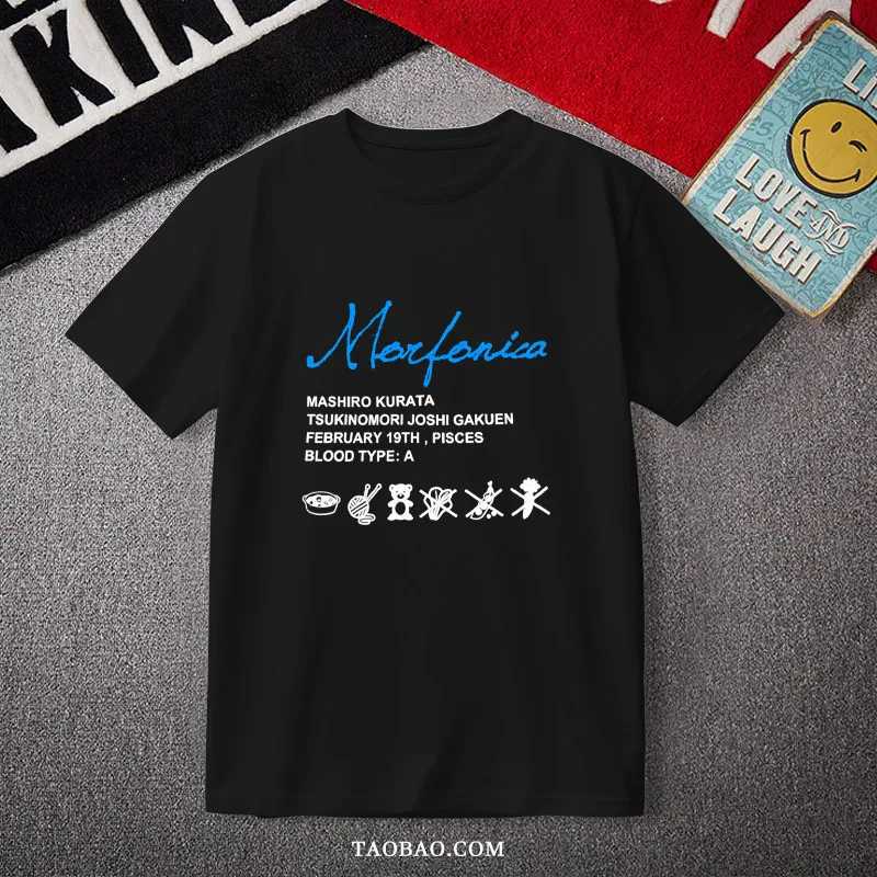 Anime BanG Dream Morfonica T-shirt Hiromachi Nanami Futaba Tsukushi Kurata Mashiro 100% Cotton Short Sleeve Graphics Tees